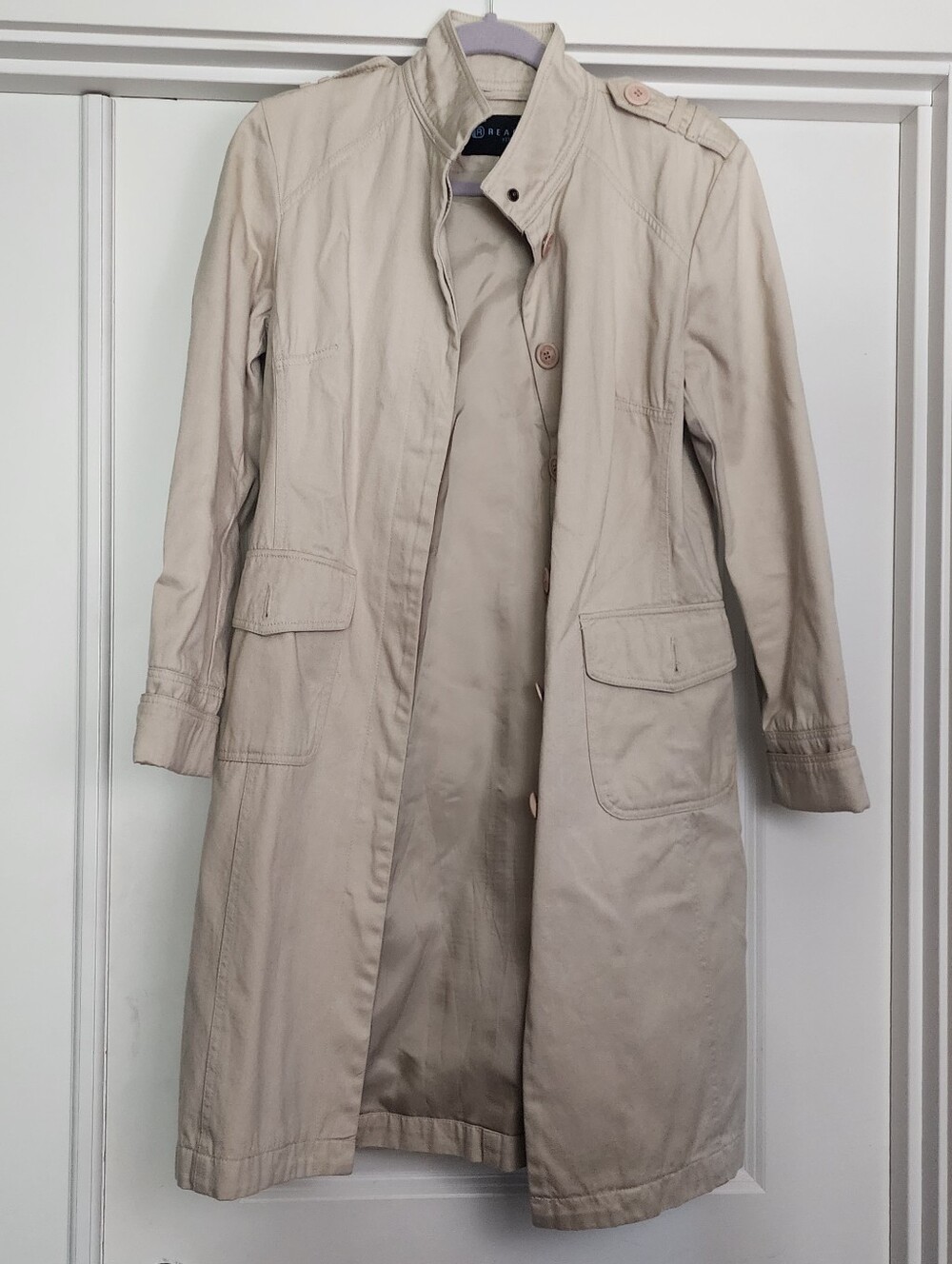 Reaction By Kenneth Cole Beige Long Trench Coat